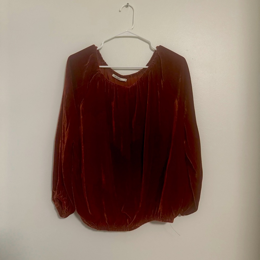Mes demoiselles Elegant Velvet Women's Top in Rich Burnt Orange
